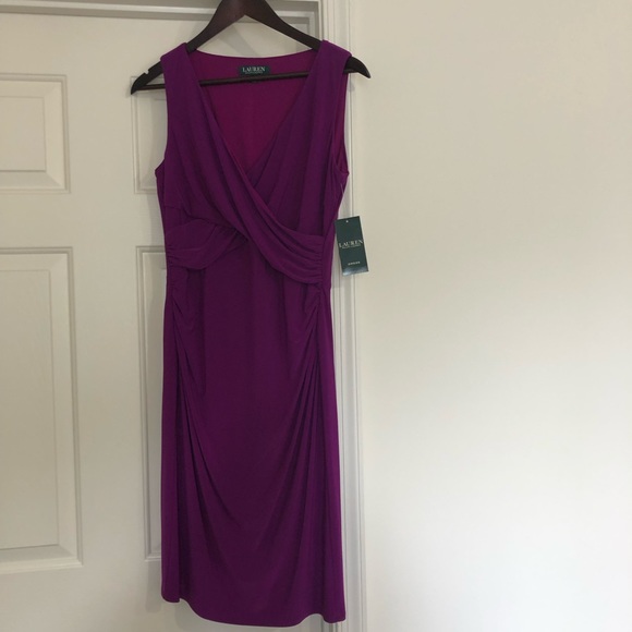 SOLD!! RALPH LAUREN FAUX WRAP DRESS VIVID VIOLET || 8 - Picture 6 of 8
